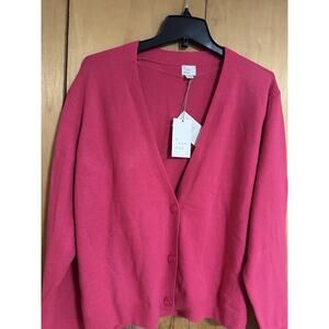 A New Day Women's 4 Button Front V Neck Mid Length Cardigan Red Size XXL